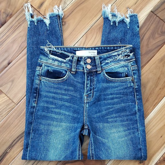 NEW! BUCKLE Bridge by GLY Elliot High Rise Ankle Skinny Stretch Jeans Raw Hem 25 - Picture 3 of 14